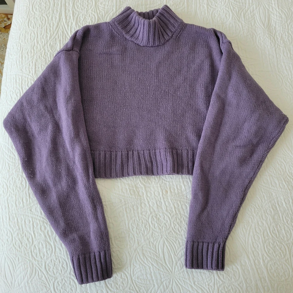 Wilfred 100% Merino Wool Purple Turtleneck Sweater - Picture 2 of 6
